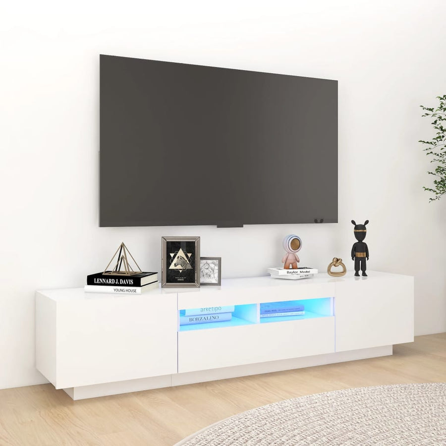 Tv-Meubel Met Led-Verlichting 80X35X40 Cm Wit