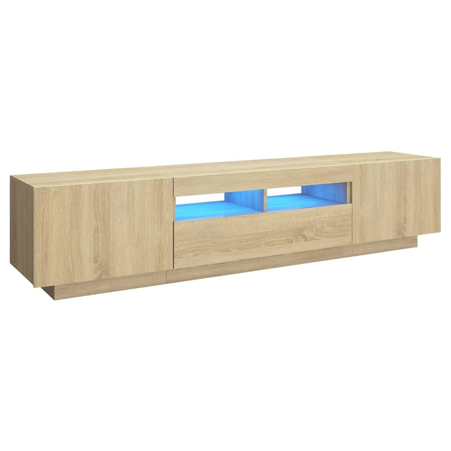 Tv-Meubel Met Led-Verlichting 80X35X40 Cm Kleurig Sonoma eiken