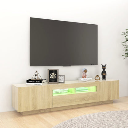 Tv-Meubel Met Led-Verlichting 80X35X40 Cm Kleurig Sonoma eiken