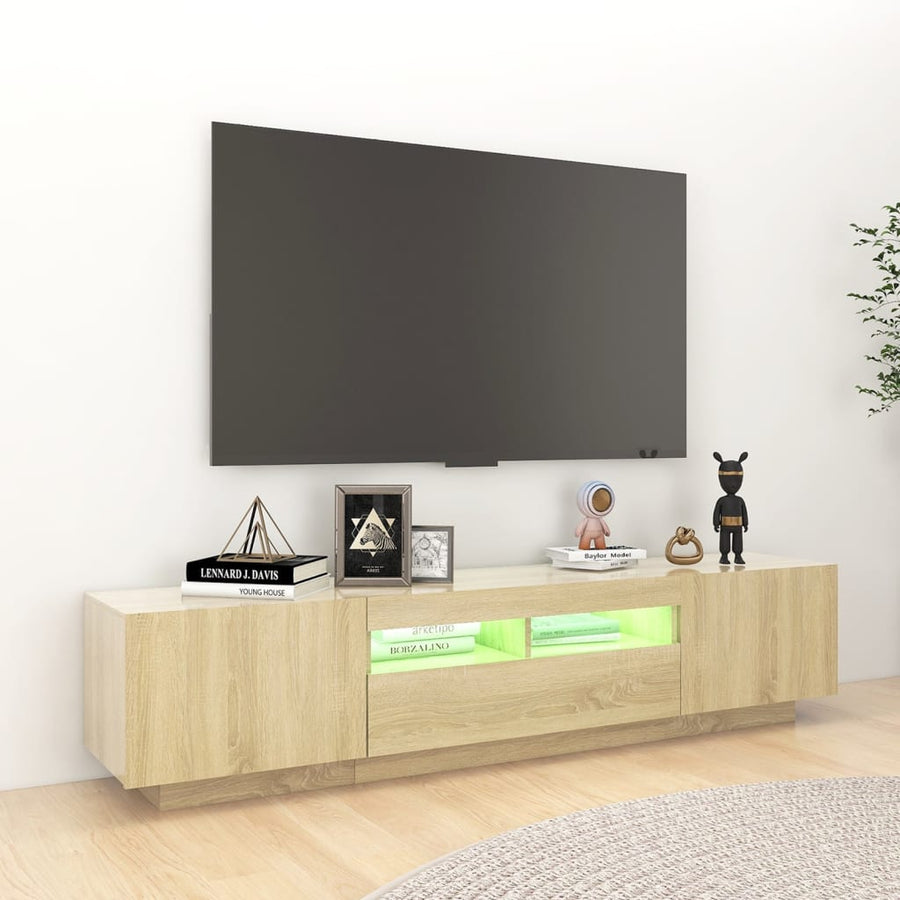 Tv-Meubel Met Led-Verlichting 80X35X40 Cm Kleurig Sonoma eiken