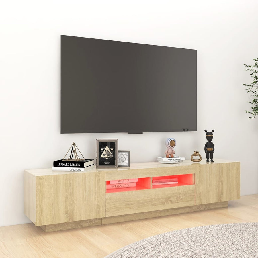Tv-Meubel Met Led-Verlichting 80X35X40 Cm Kleurig Sonoma eiken