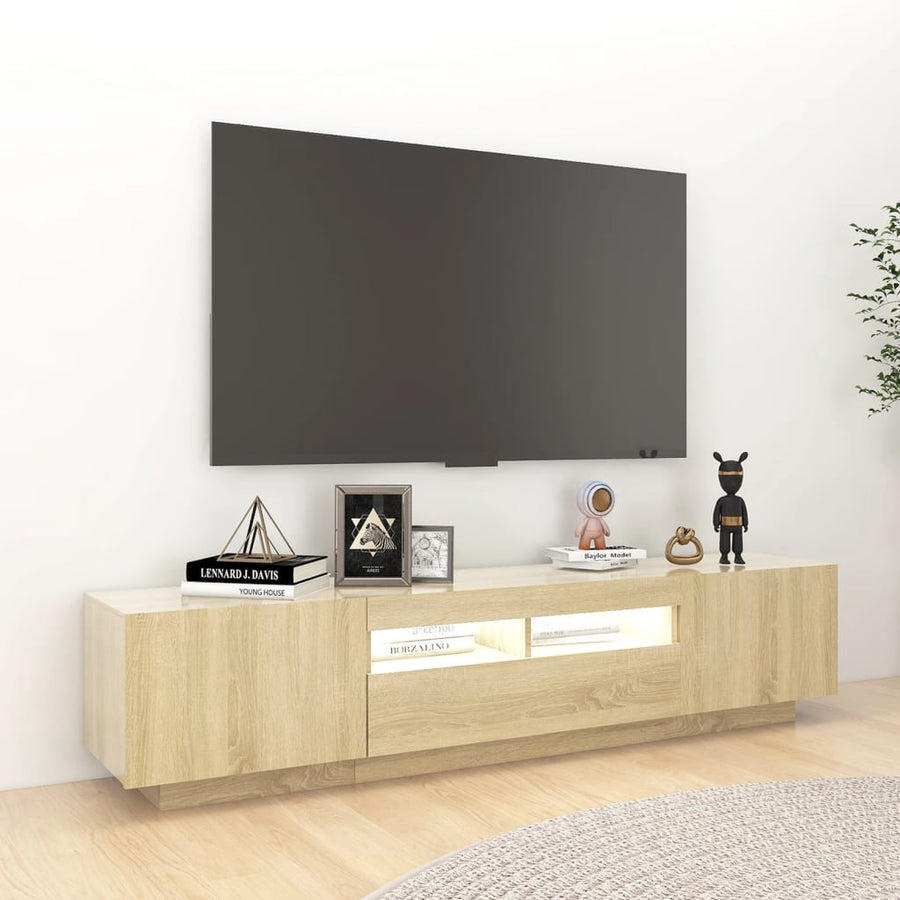Tv-Meubel Met Led-Verlichting 80X35X40 Cm Kleurig Sonoma eiken