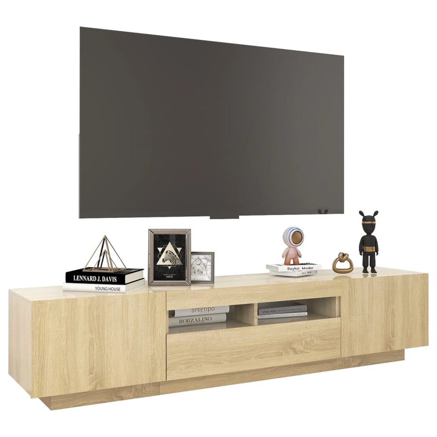 Tv-Meubel Met Led-Verlichting 80X35X40 Cm Kleurig Sonoma eiken