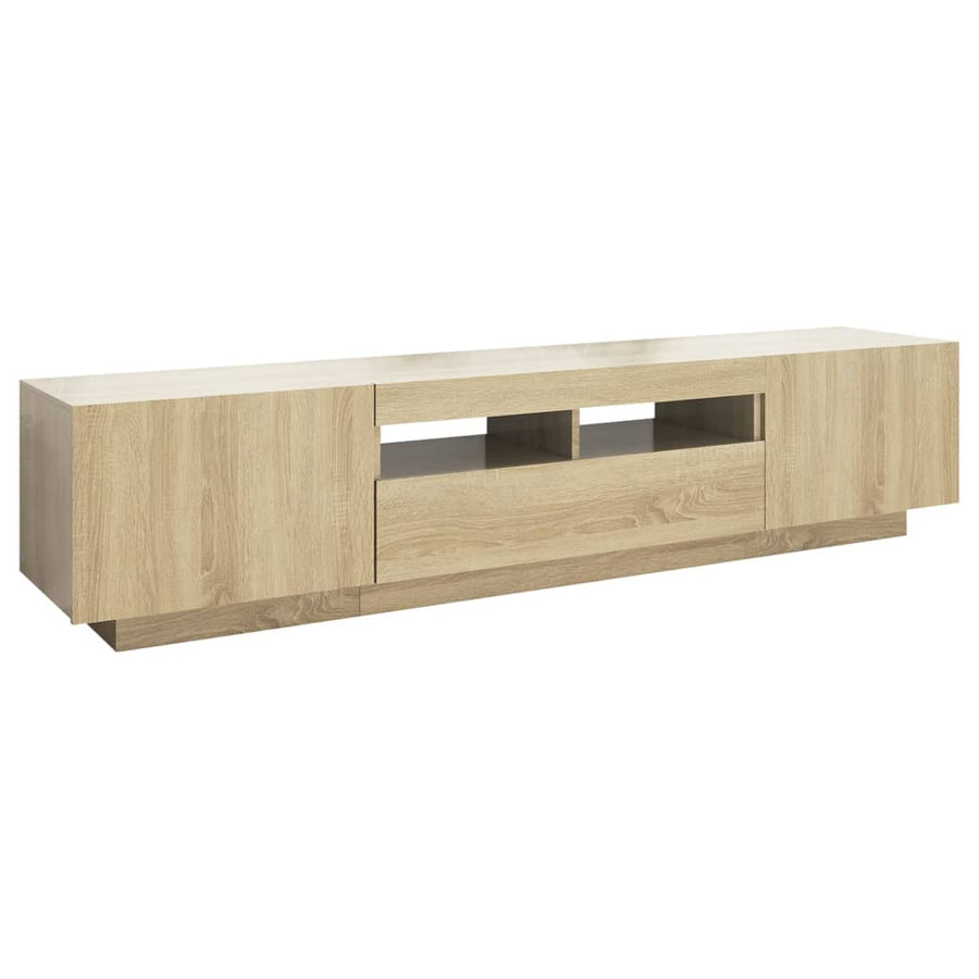 Tv-Meubel Met Led-Verlichting 80X35X40 Cm Kleurig Sonoma eiken