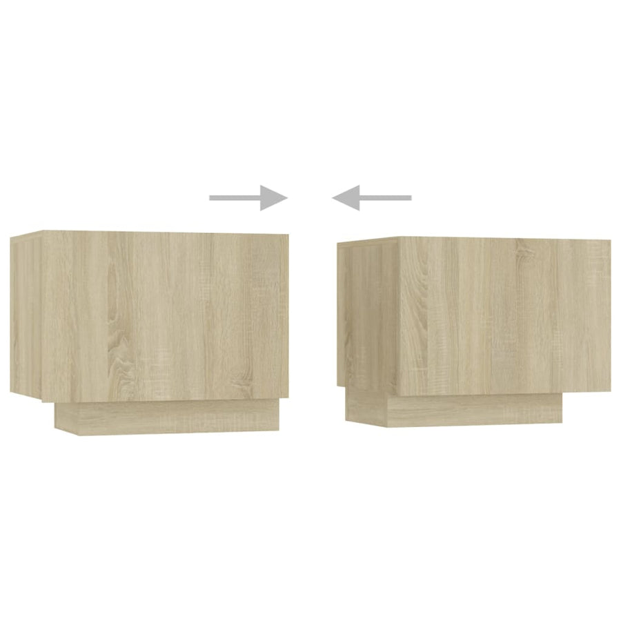 Tv-Meubel Met Led-Verlichting 80X35X40 Cm Kleurig Sonoma eiken