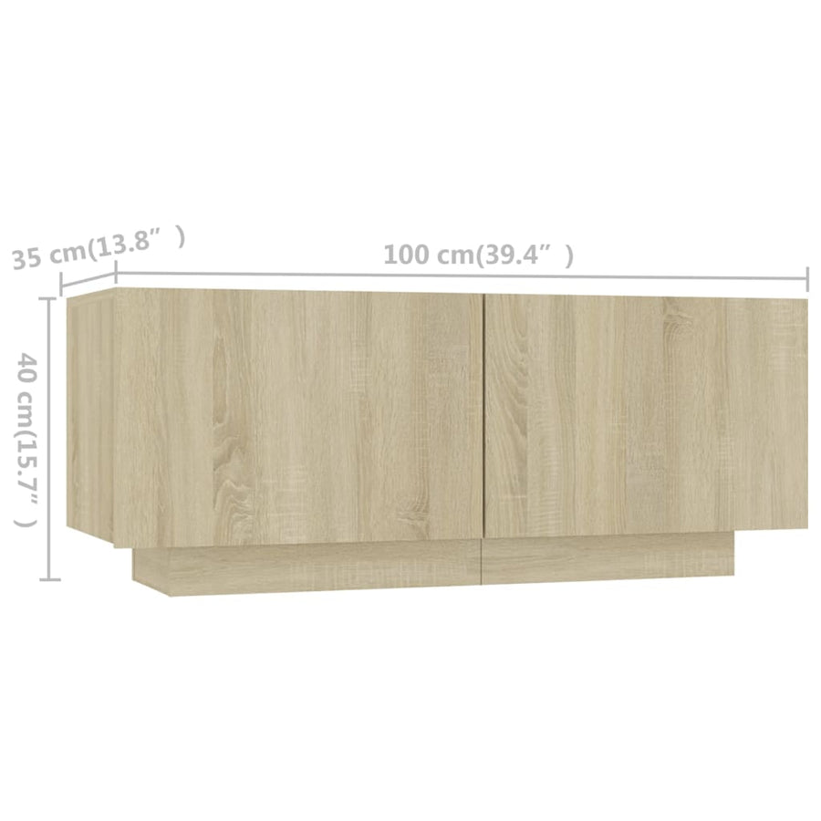 Tv-Meubel Met Led-Verlichting 80X35X40 Cm Kleurig Sonoma eiken