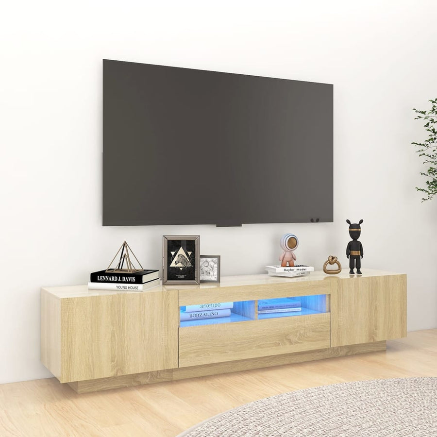 Tv-Meubel Met Led-Verlichting 80X35X40 Cm Kleurig Sonoma eiken