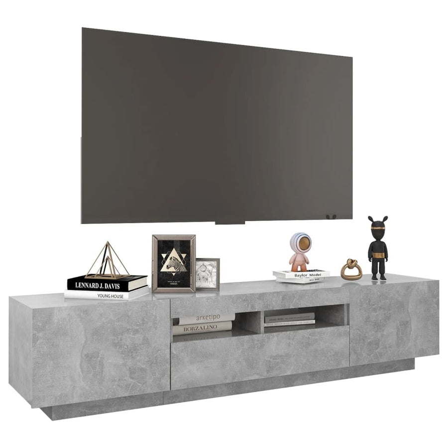 Tv-Meubel Met Led-Verlichting 80X35X40 Cm Betongrijs