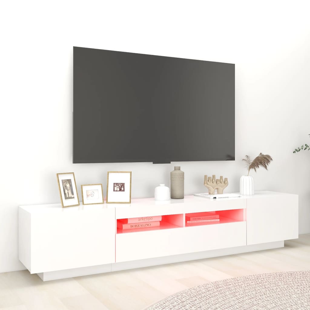 Tv-Meubel Met Led-Verlichting 200X35X40 Cm Wit