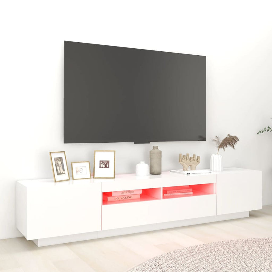 Tv-Meubel Met Led-Verlichting 200X35X40 Cm Wit