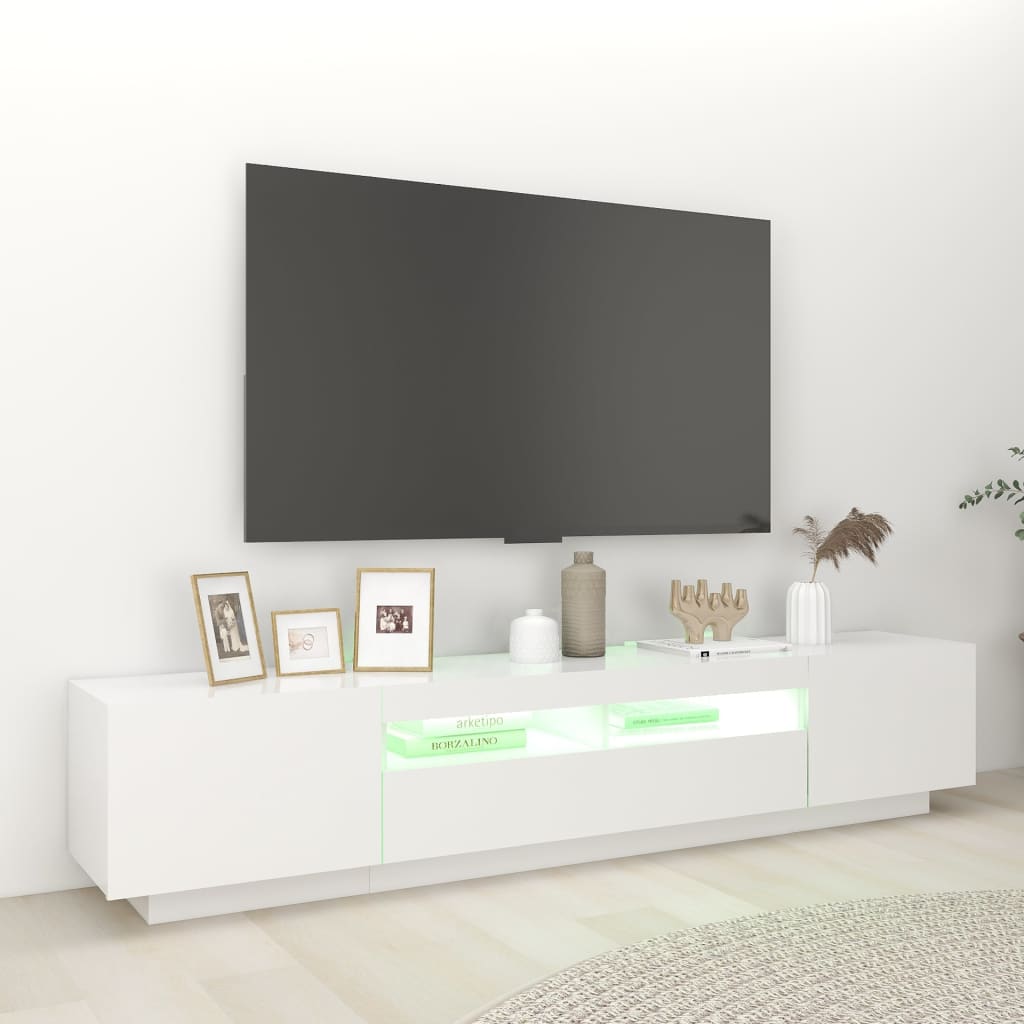Tv-Meubel Met Led-Verlichting 200X35X40 Cm Wit