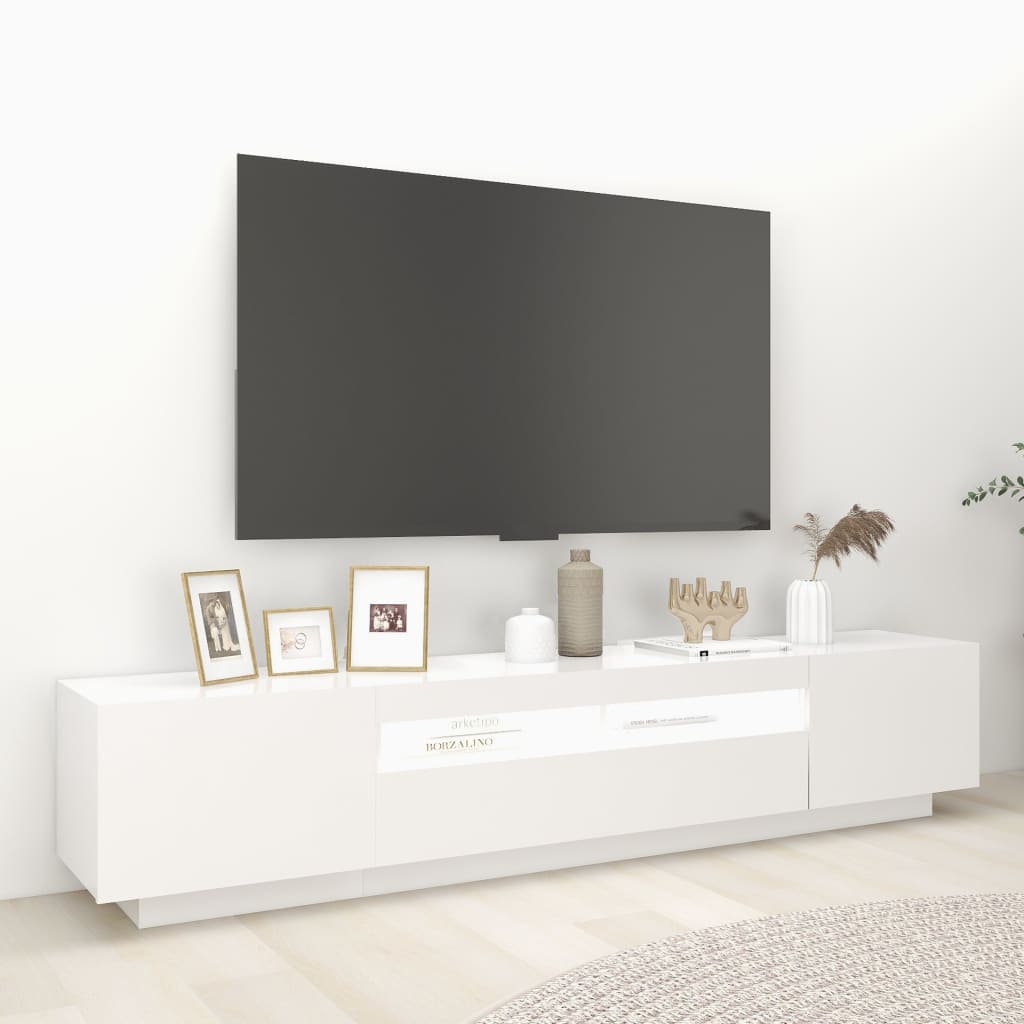 Tv-Meubel Met Led-Verlichting 200X35X40 Cm Wit