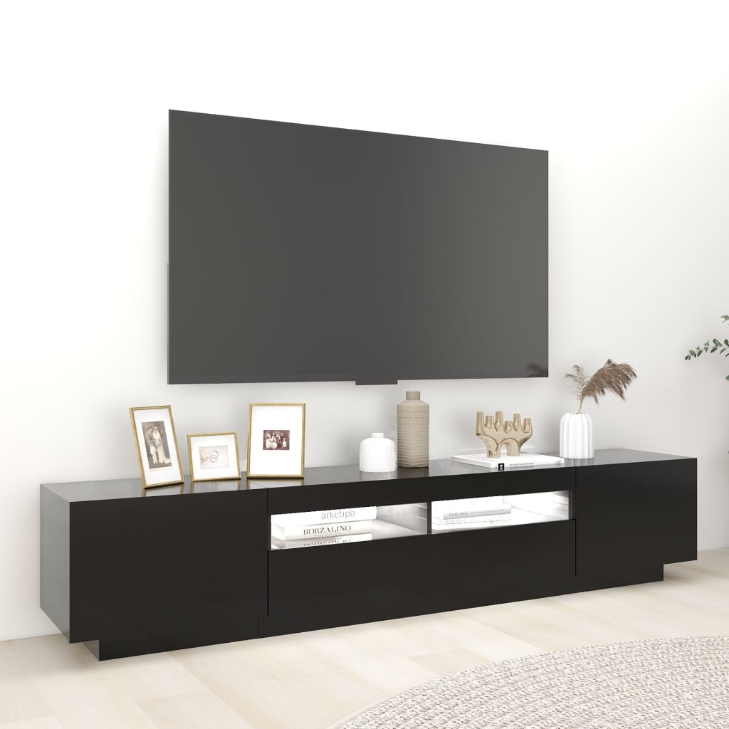 Tv-Meubel Met Led-Verlichting 200X35X40 Cm Zwart