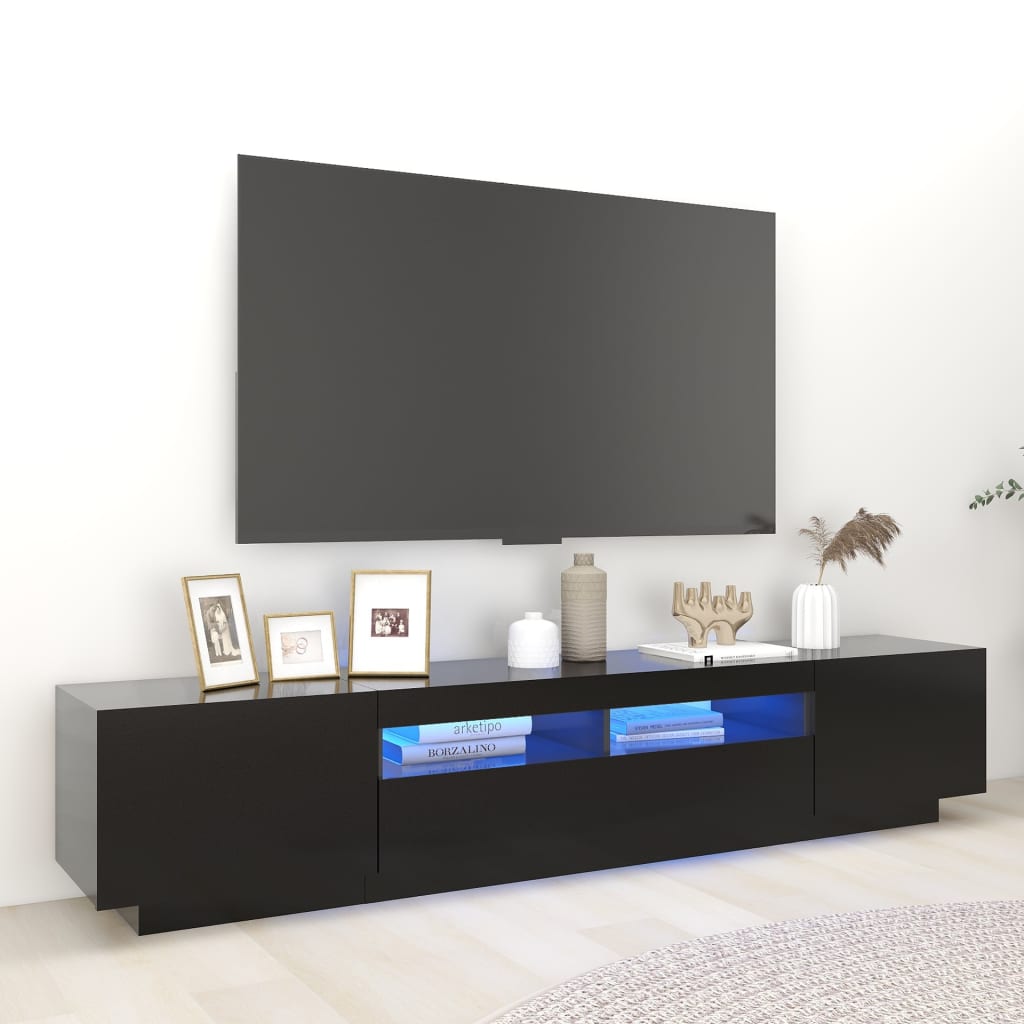 Tv-Meubel Met Led-Verlichting 200X35X40 Cm Zwart