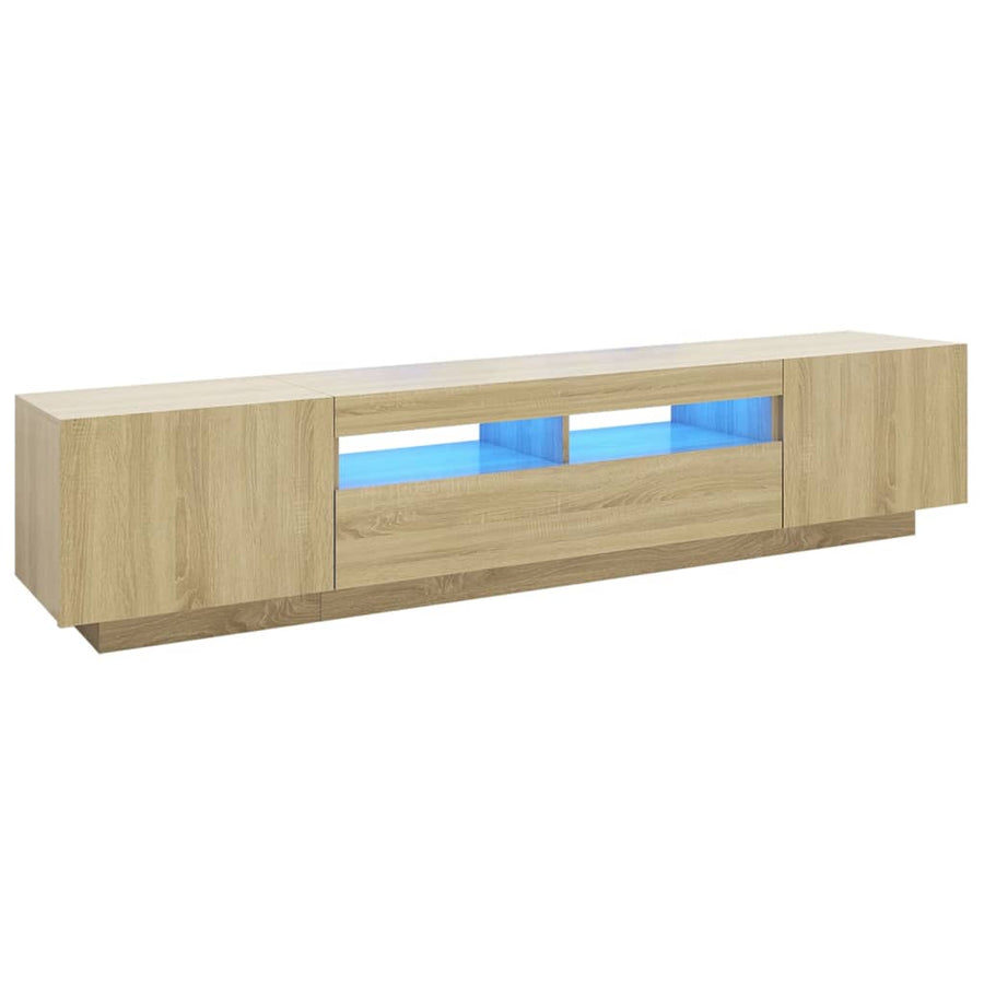Tv-Meubel Met Led-Verlichting 200X35X40 Cm Kleurig Sonoma eiken