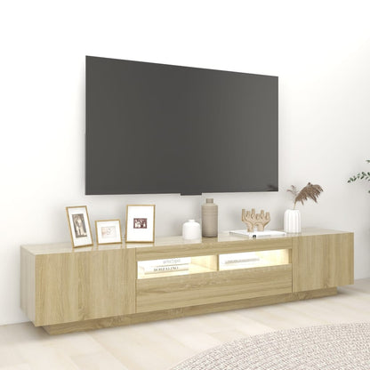 Tv-Meubel Met Led-Verlichting 200X35X40 Cm Kleurig Sonoma eiken