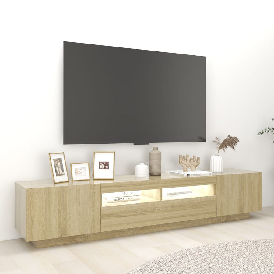 Tv-Meubel Met Led-Verlichting 200X35X40 Cm Kleurig Sonoma eiken