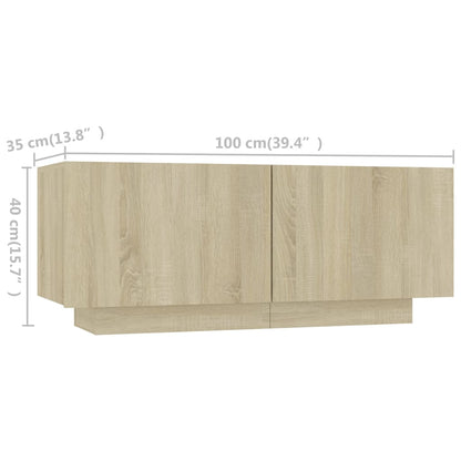 Tv-Meubel Met Led-Verlichting 200X35X40 Cm Kleurig Sonoma eiken