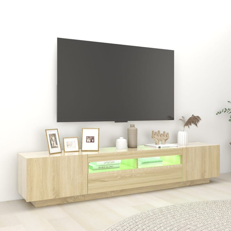 Tv-Meubel Met Led-Verlichting 200X35X40 Cm Kleurig Sonoma eiken
