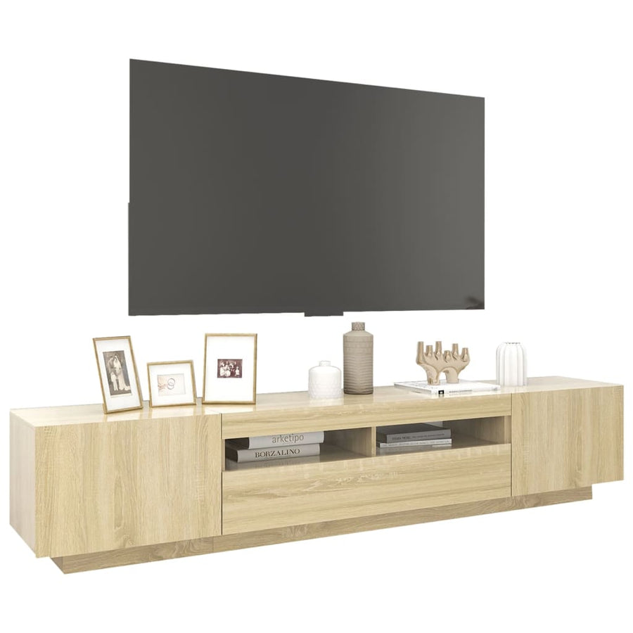 Tv-Meubel Met Led-Verlichting 200X35X40 Cm Kleurig Sonoma eiken