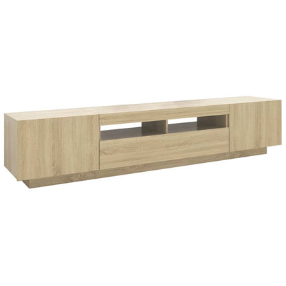Tv-Meubel Met Led-Verlichting 200X35X40 Cm Kleurig Sonoma eiken