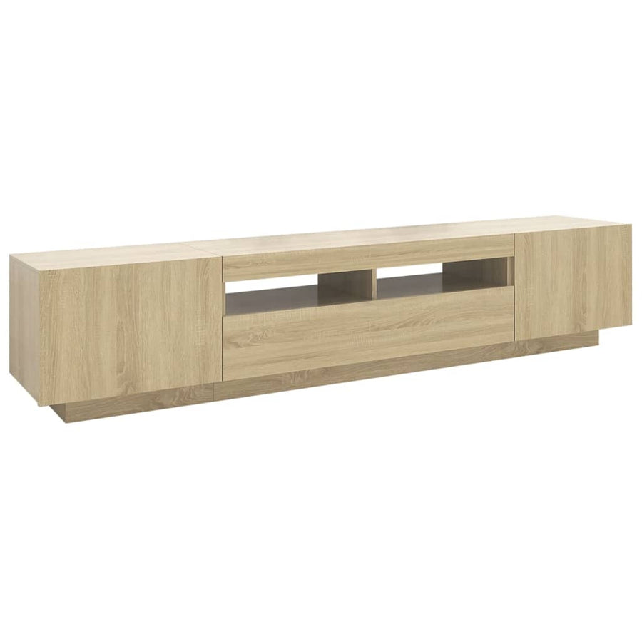 Tv-Meubel Met Led-Verlichting 200X35X40 Cm Kleurig Sonoma eiken