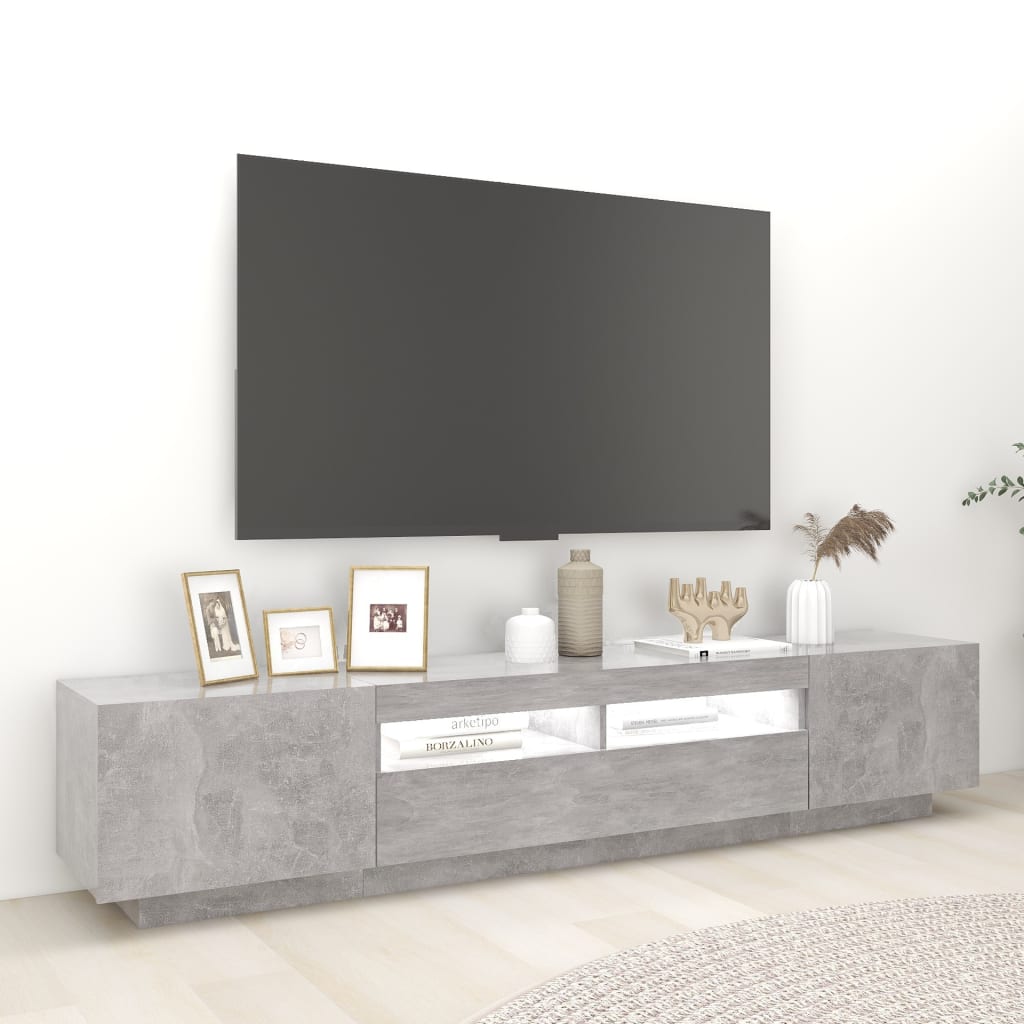 Tv-Meubel Met Led-Verlichting 200X35X40 Cm Betongrijs