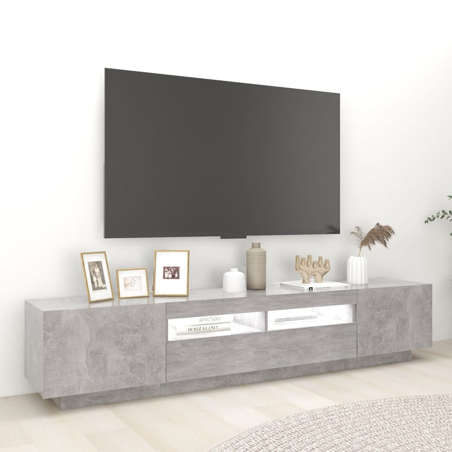 Tv-Meubel Met Led-Verlichting 200X35X40 Cm Betongrijs