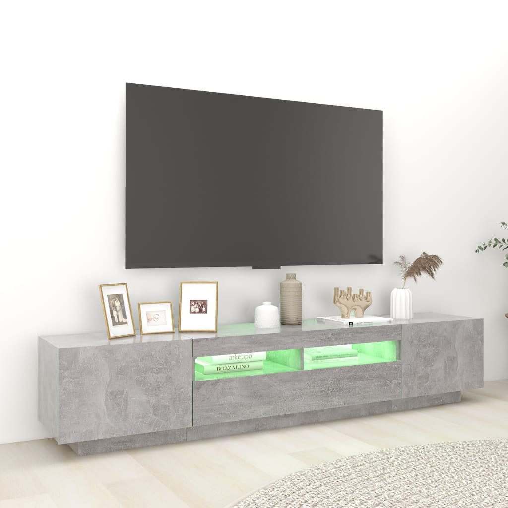 Tv-Meubel Met Led-Verlichting 200X35X40 Cm Betongrijs