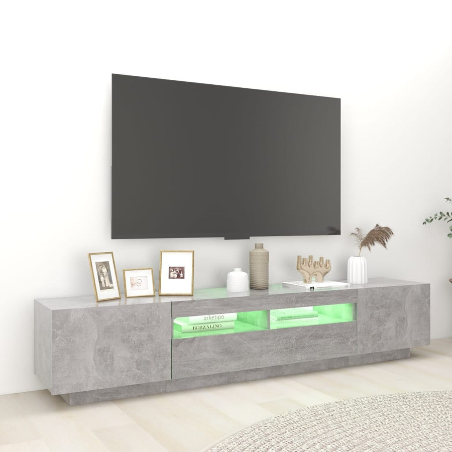 Tv-Meubel Met Led-Verlichting 200X35X40 Cm Betongrijs