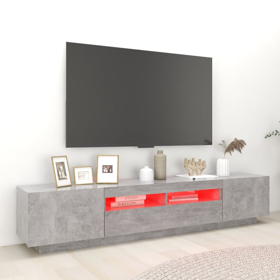 Tv-Meubel Met Led-Verlichting 200X35X40 Cm Betongrijs