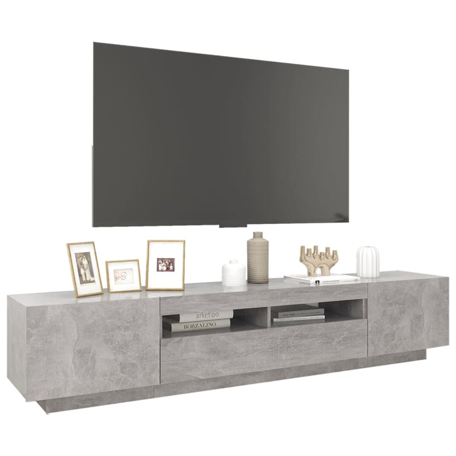 Tv-Meubel Met Led-Verlichting 200X35X40 Cm Betongrijs