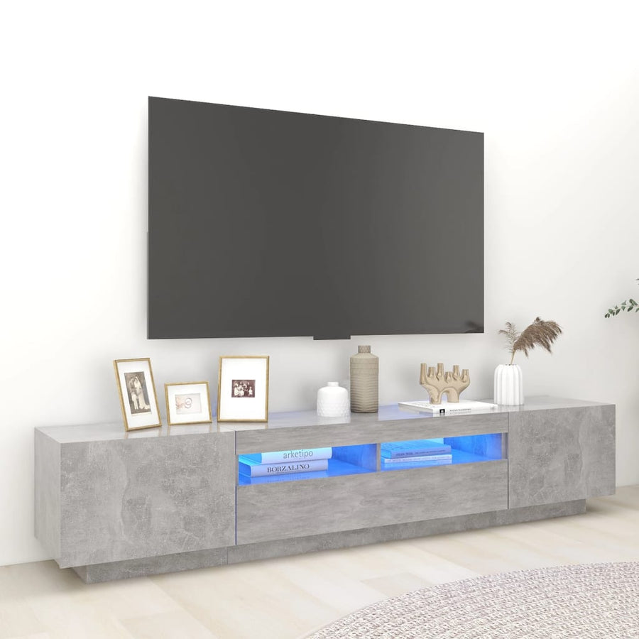 Tv-Meubel Met Led-Verlichting 200X35X40 Cm Betongrijs
