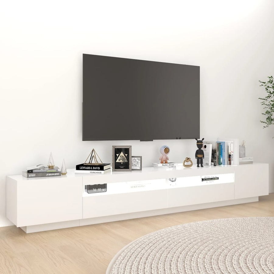 Tv-meubel met LED-verlichting 260x35x40 cm wit Wit