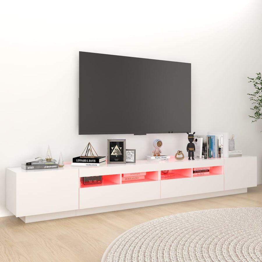 Tv-meubel met LED-verlichting 260x35x40 cm wit Wit