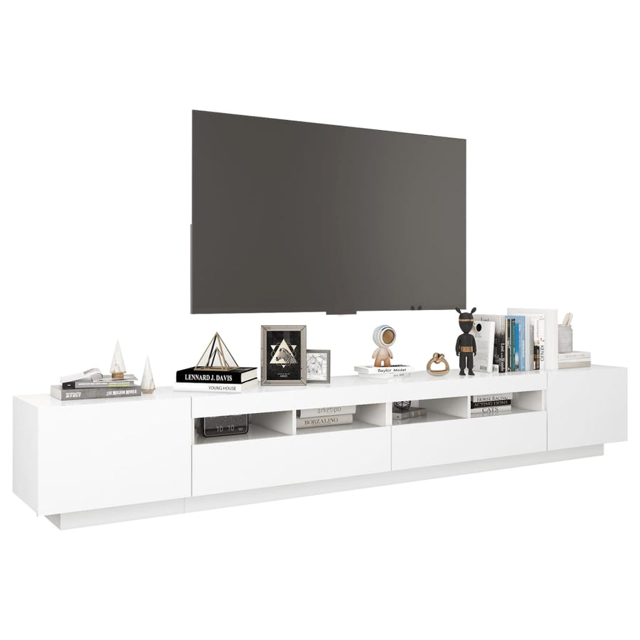 Tv-meubel met LED-verlichting 260x35x40 cm wit Wit