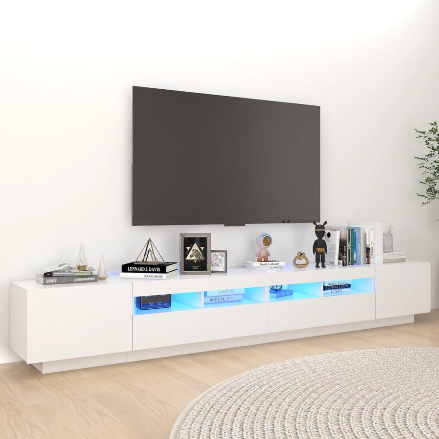 Tv-meubel met LED-verlichting 260x35x40 cm wit Wit