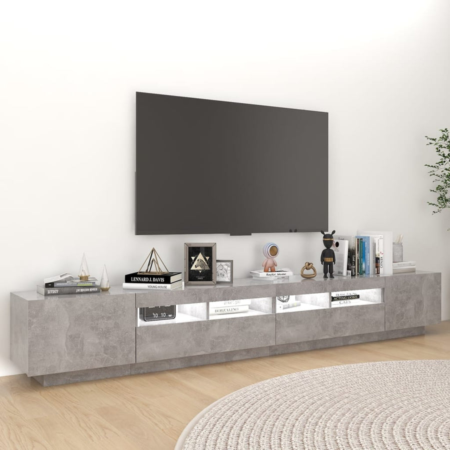 Tv-meubel met LED-verlichting 260x35x40 cm betongrijs Betongrijs