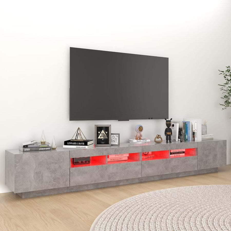 Tv-meubel met LED-verlichting 260x35x40 cm betongrijs Betongrijs