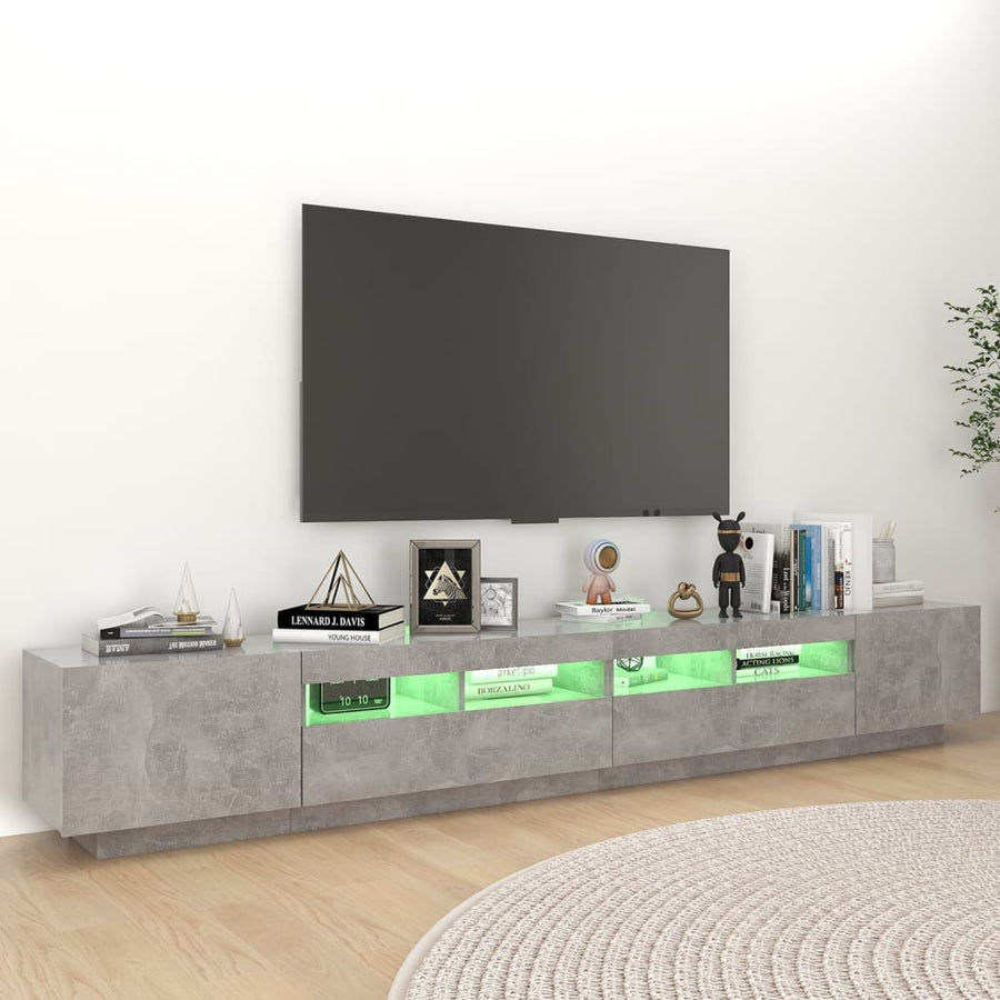 Tv-meubel met LED-verlichting 260x35x40 cm betongrijs Betongrijs