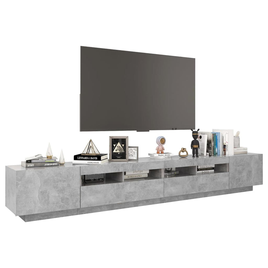 Tv-meubel met LED-verlichting 260x35x40 cm betongrijs Betongrijs