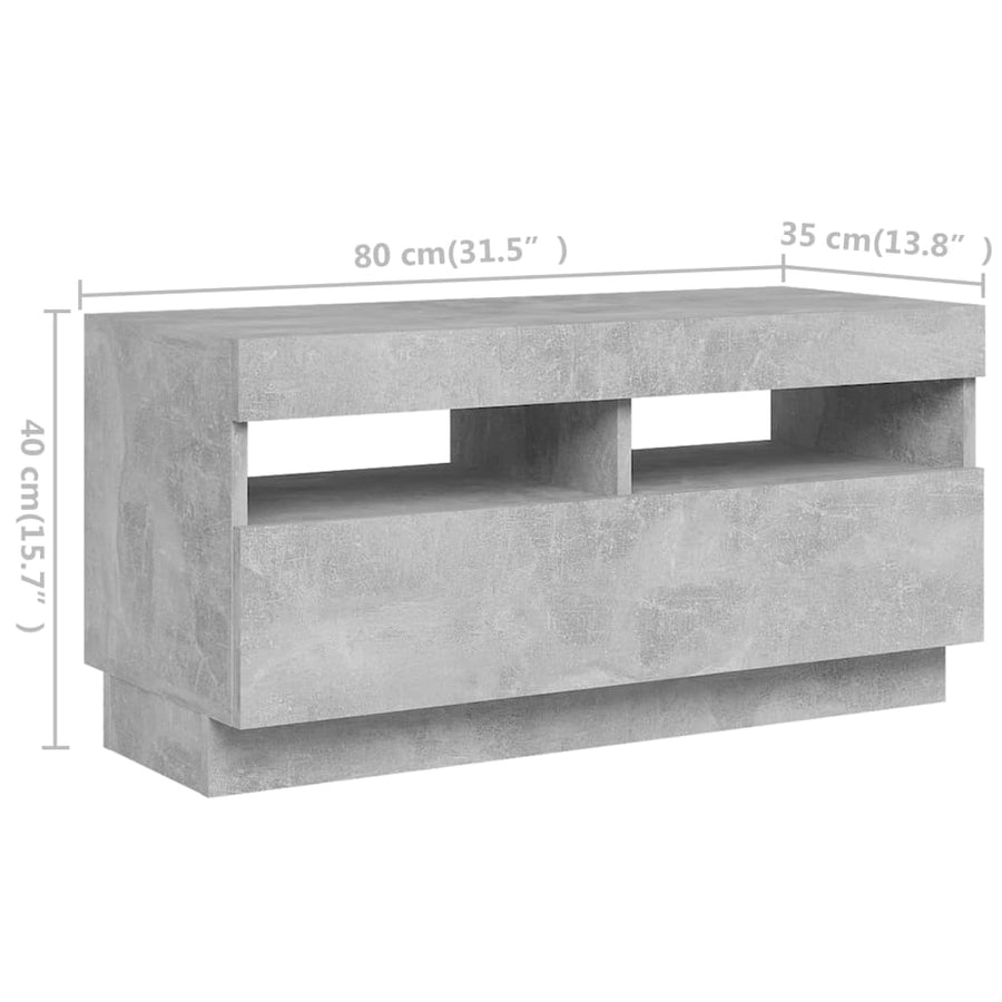 Tv-meubel met LED-verlichting 260x35x40 cm betongrijs Betongrijs