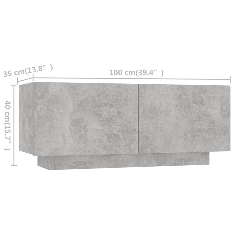 Tv-meubel met LED-verlichting 260x35x40 cm betongrijs Betongrijs
