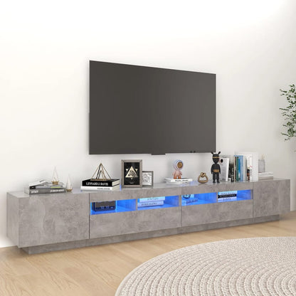 Tv-meubel met LED-verlichting 260x35x40 cm betongrijs Betongrijs