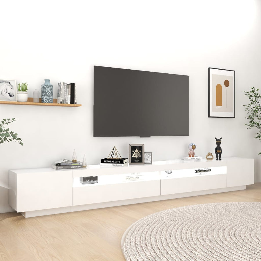 Tv-Meubel Met Led-Verlichting 300X35X40 Cm Wit