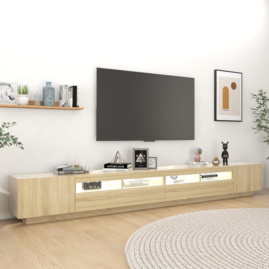 Tv-Meubel Met Led-Verlichting 300X35X40 Cm Kleurig Sonoma eiken