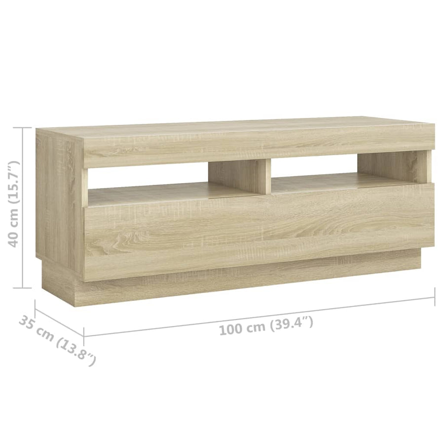 Tv-Meubel Met Led-Verlichting 300X35X40 Cm Kleurig Sonoma eiken