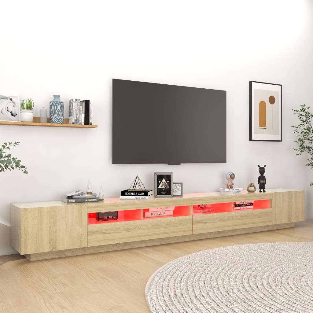 Tv-Meubel Met Led-Verlichting 300X35X40 Cm Kleurig Sonoma eiken