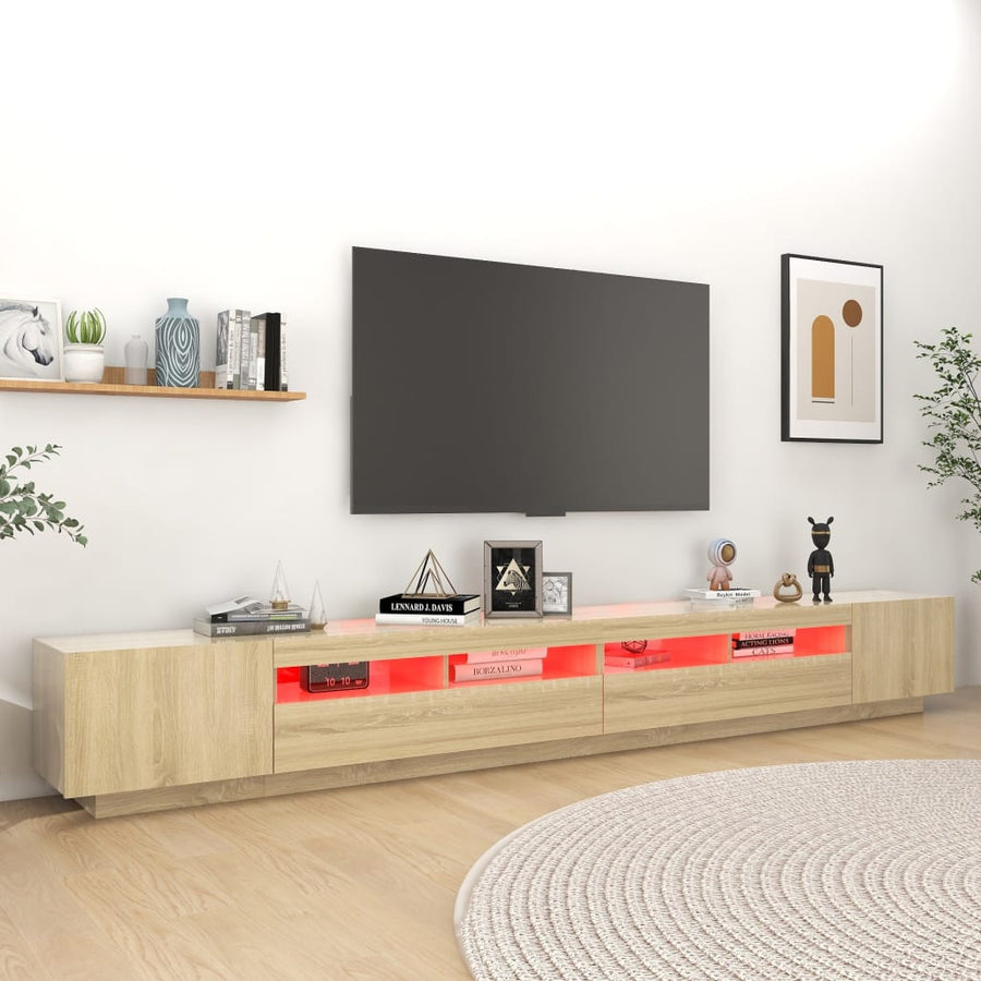 Tv-Meubel Met Led-Verlichting 300X35X40 Cm Kleurig Sonoma eiken