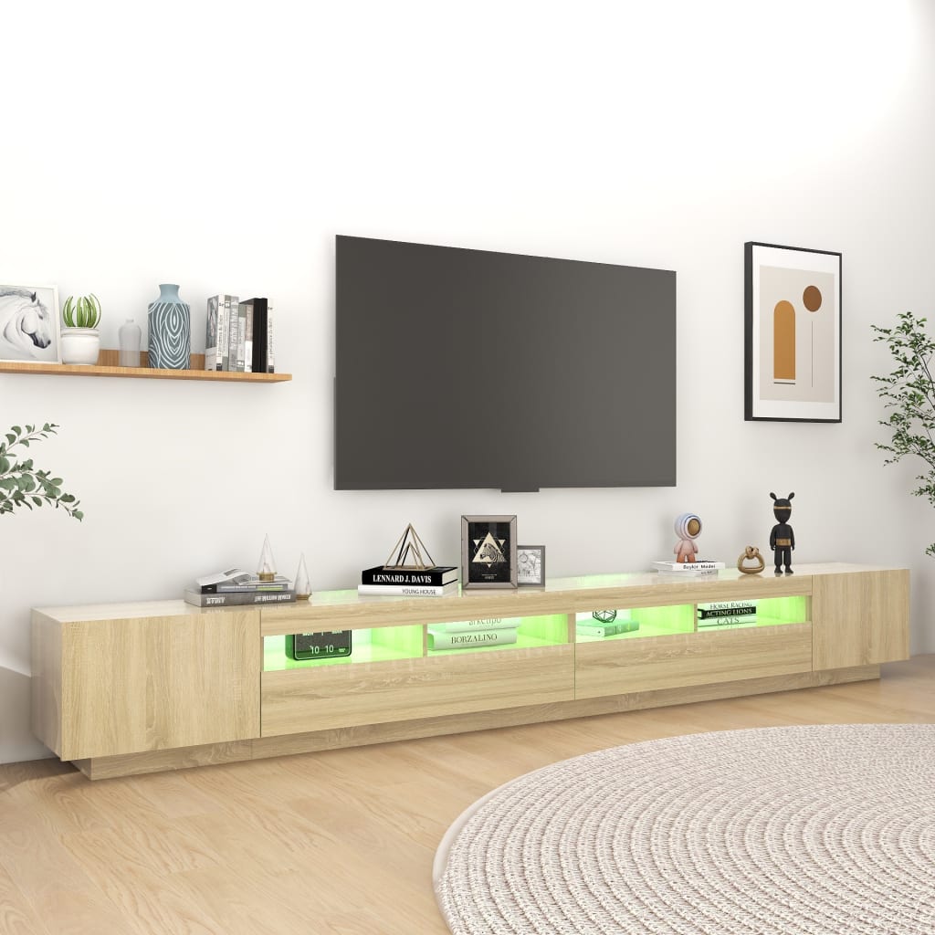 Tv-Meubel Met Led-Verlichting 300X35X40 Cm Kleurig Sonoma eiken